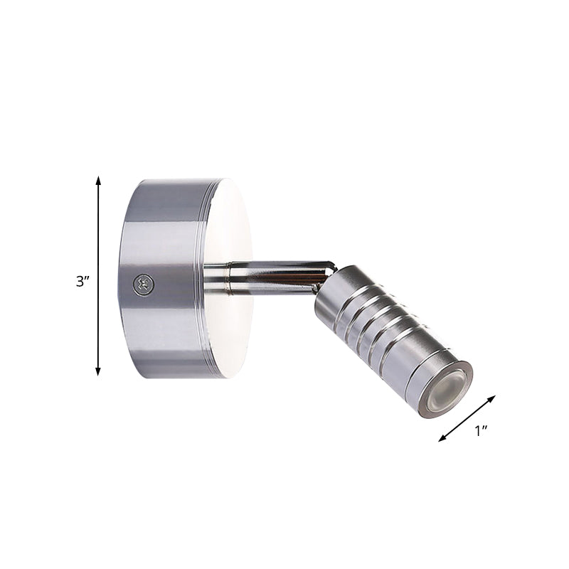 Contemporary Mini Tubed Wall Lamp Metal LED Bathroom Chrome Sconce Light Fixture in Warm/White Lighting