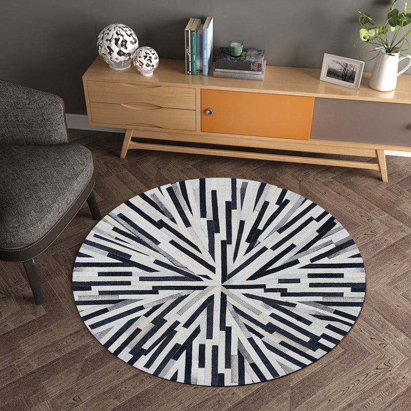 Creative Geometrical Indoor Rug Multicolor Polyester Area Carpet Anti-Slip Backing Pet Friendly Washable Rug for Study