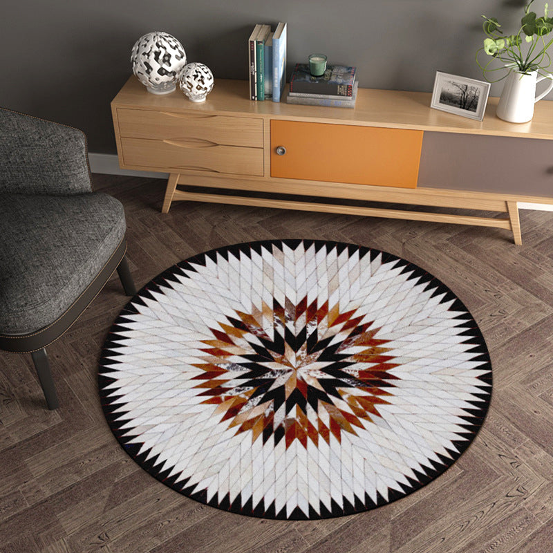 Creative Geometrical Indoor Rug Multicolor Polyester Area Carpet Anti-Slip Backing Pet Friendly Washable Rug for Study