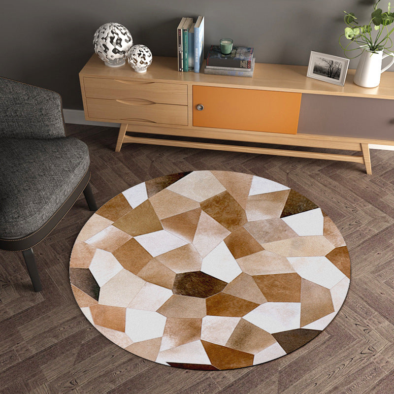 Creative Geometrical Indoor Rug Multicolor Polyester Area Carpet Anti-Slip Backing Pet Friendly Washable Rug for Study