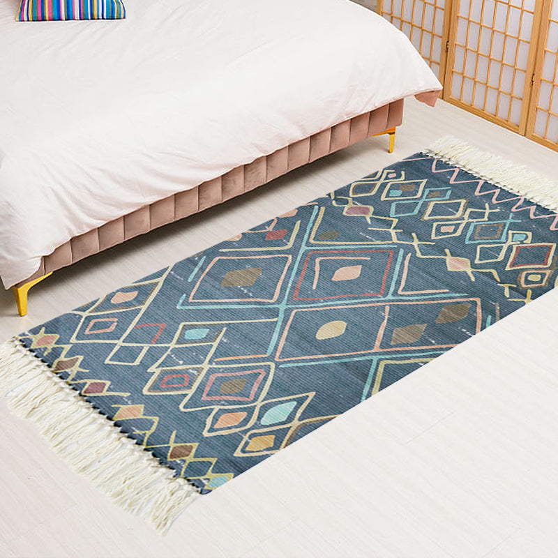 Tapis de motif tribal multicolore Coton de tapis de Southwestern Rapier sans glissement pour animaux de compagnie convivial pour le salon