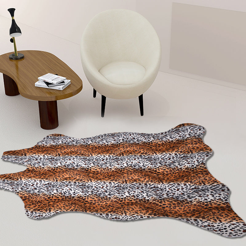 Modernisme Tiger Stripe Match Tapis Brown Polyester tapis sans glipage Animal Animal Adopt