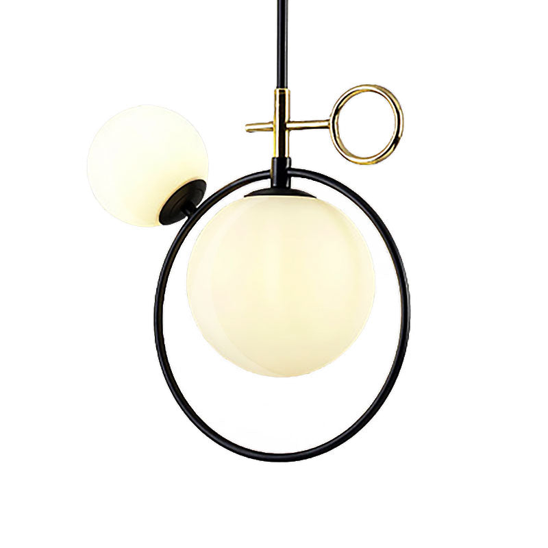 Globe Glass Cluster Colgante contemporáneo 2 luces Black LED Luz colgante de luz para sala de estar