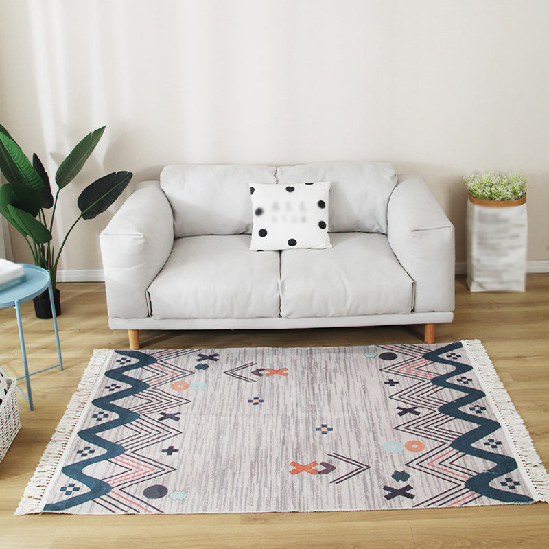 Tappeto multicolore del tappeto a strisce tribali di lino bohémien per animali domestici friendly non slip tappeto per soggiorno