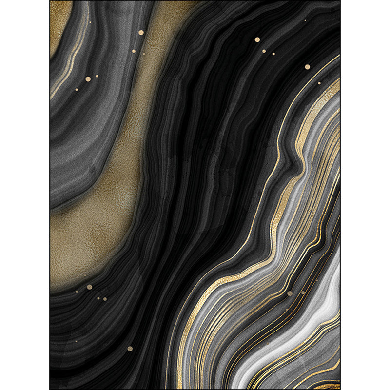 Simple Swirl Striped Pattern Rug Black Nordic Rug Polyester Washable Non-Slip Pet Friendly Carpet for Living Room