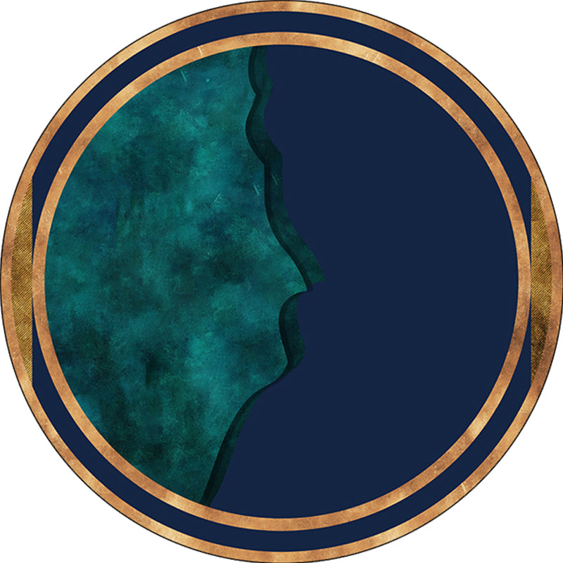 Fancy Abstract Rug Blue Modern Rug Polyester Pet Friendly Washable Non-Slip Area Rug for Decoration