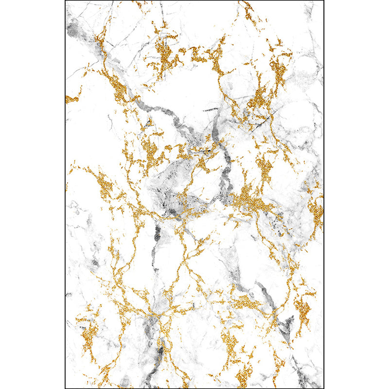 White Marble Surface Pattern Rug Polyester Modern Rug Washable Non-Slip Pet Friendly Carpet for Living Room