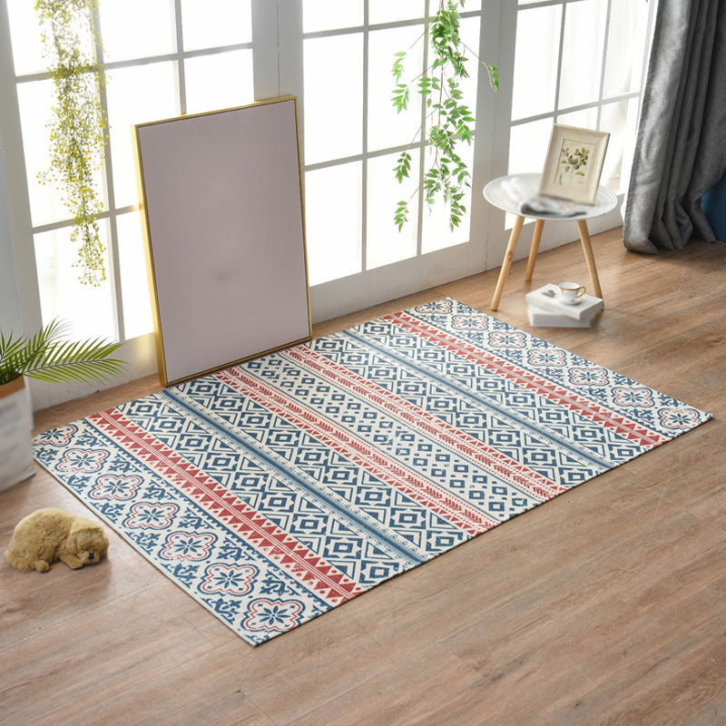 Bohemian Tribal Geometric Modèle Tapis avec un tapis de lin multicoloes Stripe Not Slip Pet Friendly Washable Area pour étudier