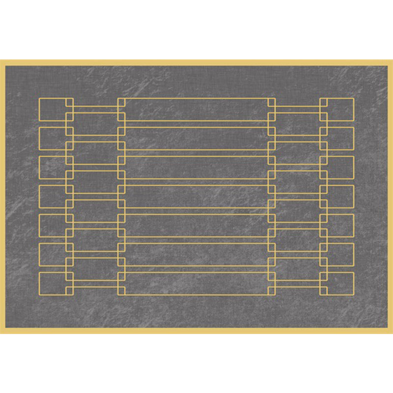 Funky Rectangle Pattern Rug Grey Nordic Carpet Polyester Non-Slip Backing Rug for Sitting Room