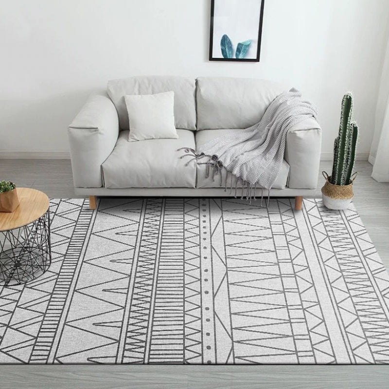 Bohemian Tribal Geometry Pattern Rug Multi Color Polyester Rug Anti-Slip Backing Pet Friendly Washable Carpet for Bedroom