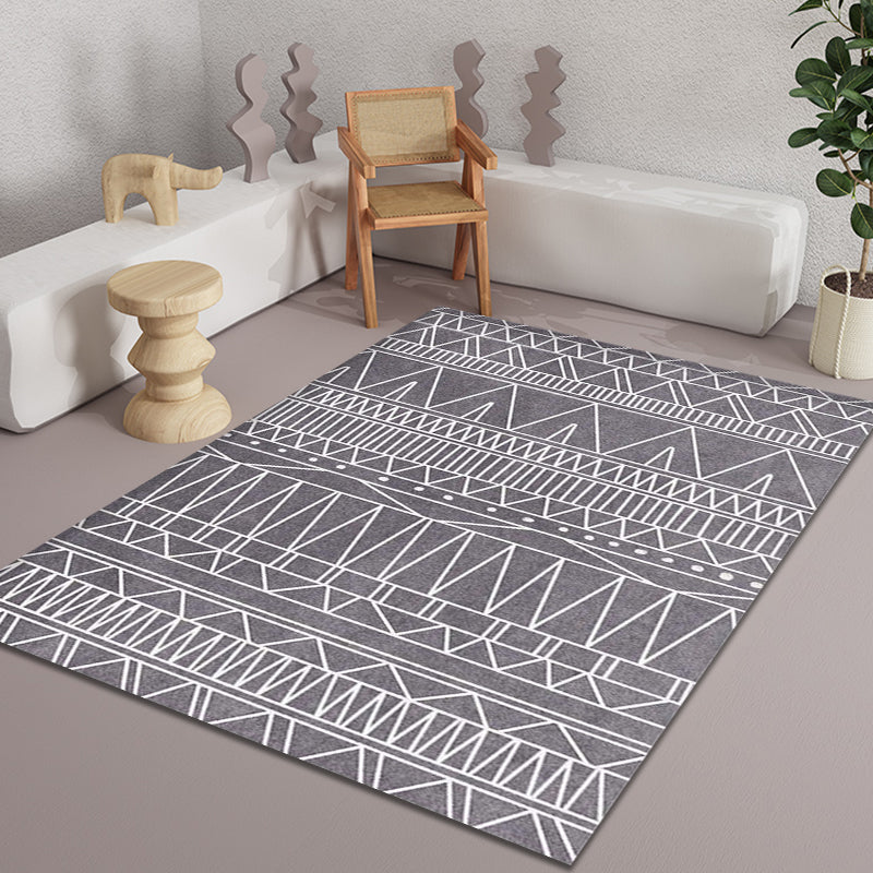 Bohemian Tribal Geometry Pattern Rug Multi Color Polyester Rug Anti-Slip Backing Pet Friendly Washable Carpet for Bedroom