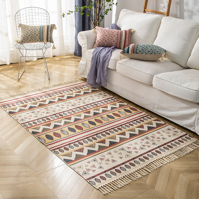 Tapis géométrique multicolore Flax de lin marocain Tapis sans glipage Animal Animal pour salon pour le salon