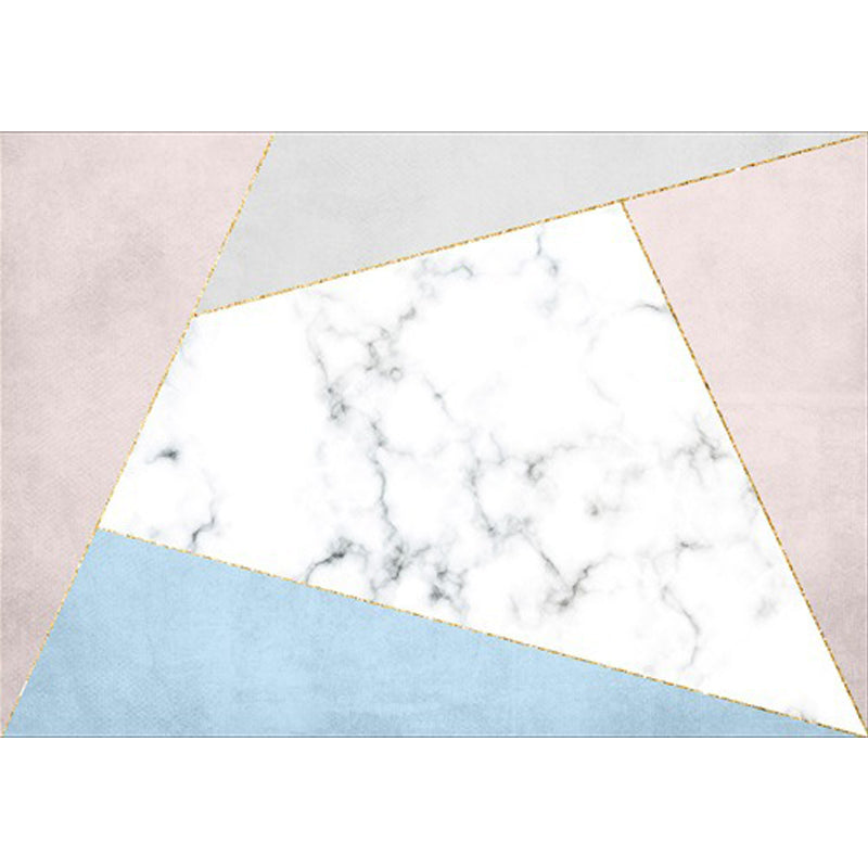Stylish Marble Surface Pattern Rug White Novelty Rug Polyester Pet Friendly Washable Non-Slip Area Rug for Home