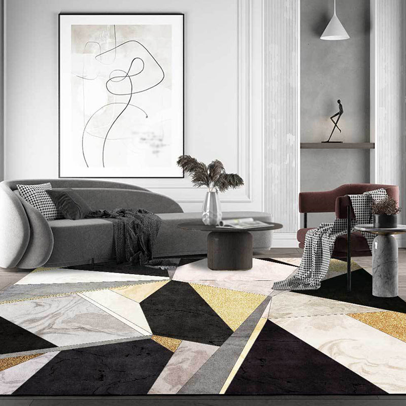 Creative Geometry Pattern Rug Blue and Purple Novelty Rug Synthetics Pet Friendly Washable Non-Slip Area Rug for Drawing Room