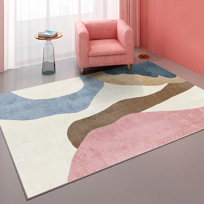 Multicolor Parlor Rug Novelty Colorblock Rug Polypropylene Machine Washable Non-Slip Backing Area Rug