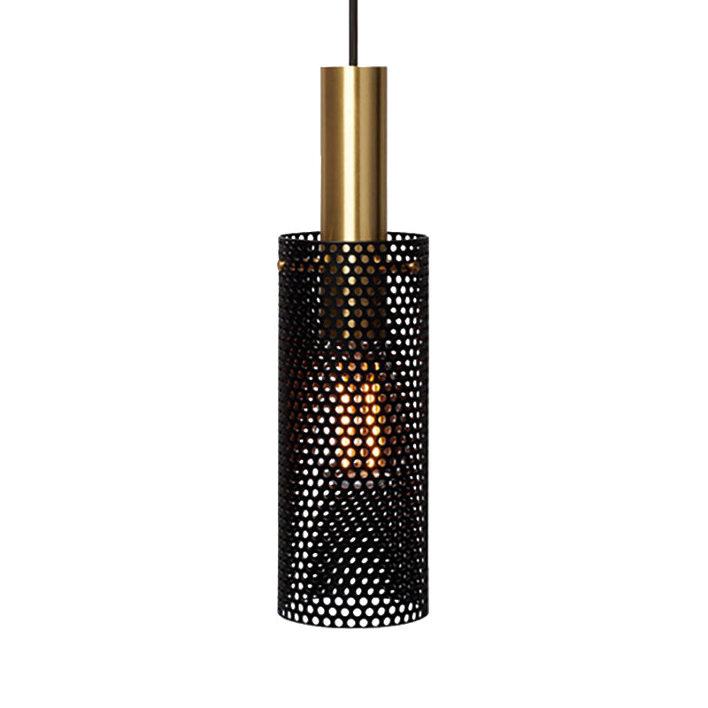 Hohldesign Zylinder hängende Lampe Metall 1 Leichter einfacher Mini -Anhänger in Schwarz/Weiß