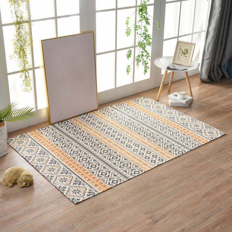 Traditional Tribal Striped Pattern Rug Multicoloured Bohemian Rug Flax Pet Friendly Washable Non-Slip Area Rug for Bedroom