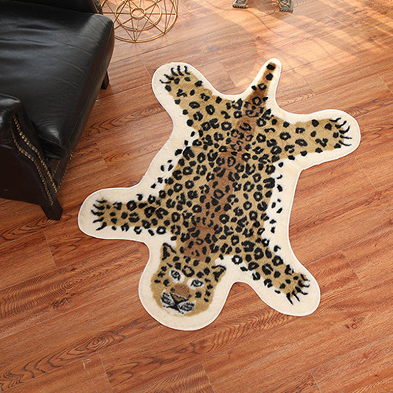 Modernismus Leopardenmuster Rug Brown Polyester Teppich nicht rutschtierfreundlich waschbarer Teppich für Wohnzimmer