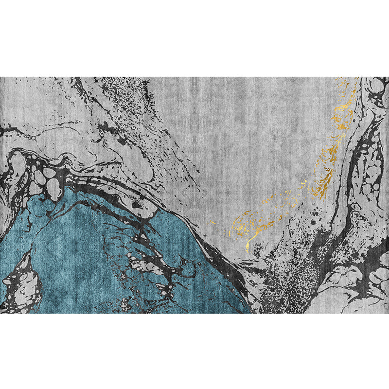 Modern Abstract Rug Grey Polyester Rug Anti-Slip Backing Pet Friendly Washable Area Rug for Parlor