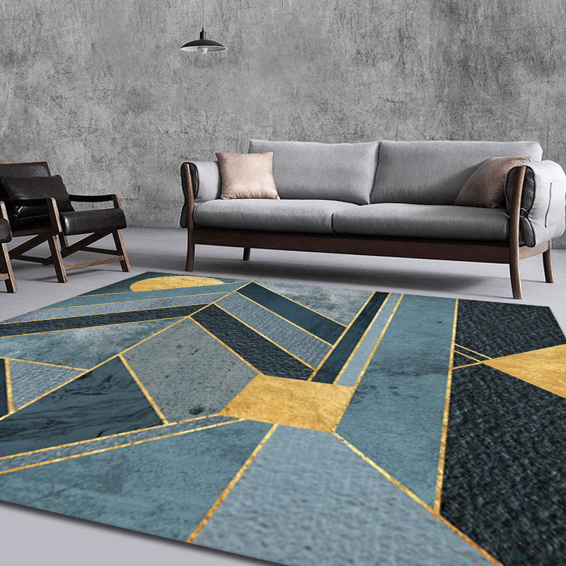 Multicoloured Geometric Pattern Rug Polyester Modern Rug Washable Non-Slip Pet Friendly Carpet for Living Room