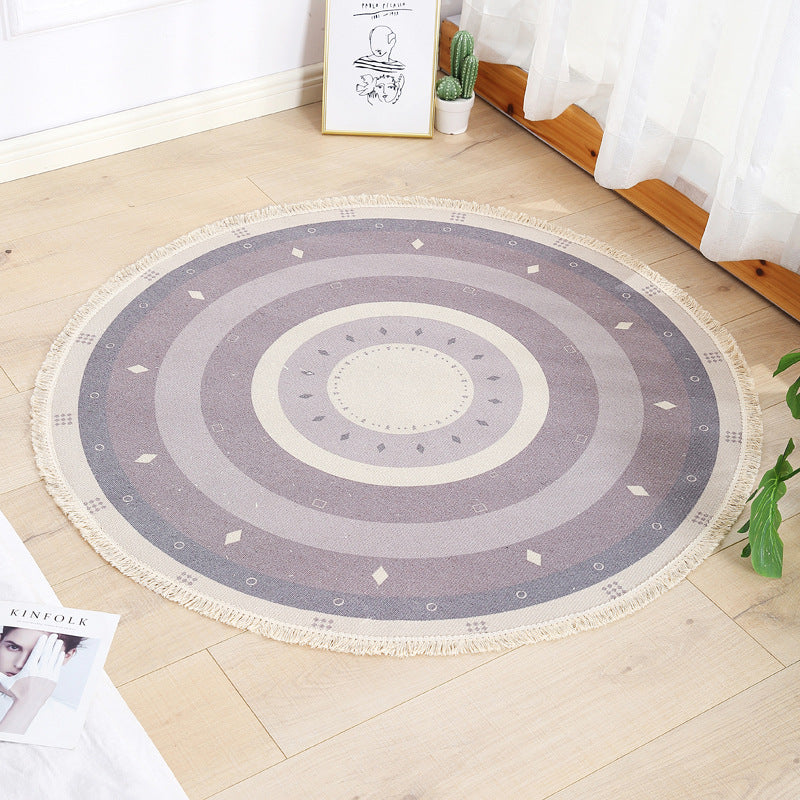 Multicolor Living Room Rug Modernist Circle Pattern Rug Cotton Washable Anti-Slip Backing Pet Friendly Carpet