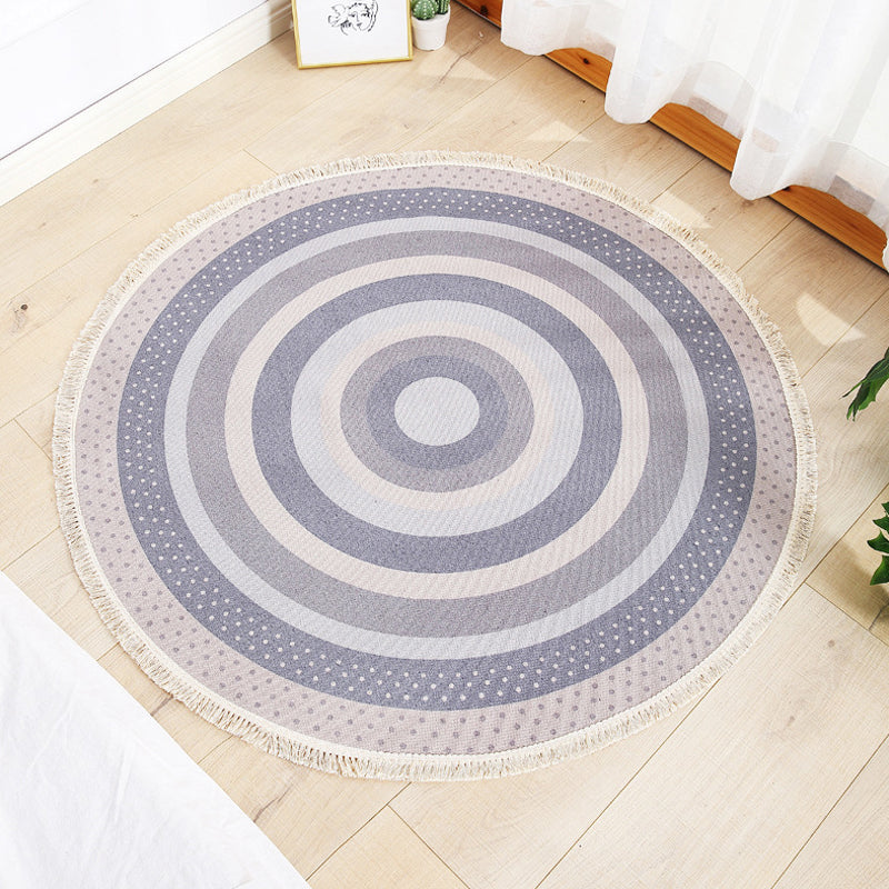 Multicolor Living Room Rug Modernist Circle Pattern Rug Cotton Washable Anti-Slip Backing Pet Friendly Carpet