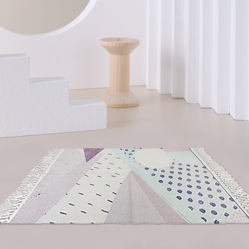 Grey and Beige Abstract Rug Cotton Nordic Rug Washable Non-Slip Pet Friendly Carpet for Living Room