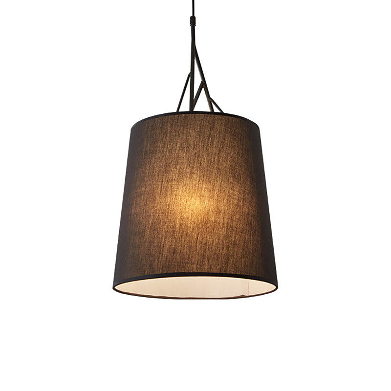 Tapered Suspension Pendant Modern Fabric LED Black/White Hanging Pendant Lamp for Living Room