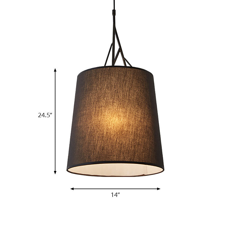 Tapered Suspension Pendant Modern Fabric LED Black/White Hanging Pendant Lamp for Living Room