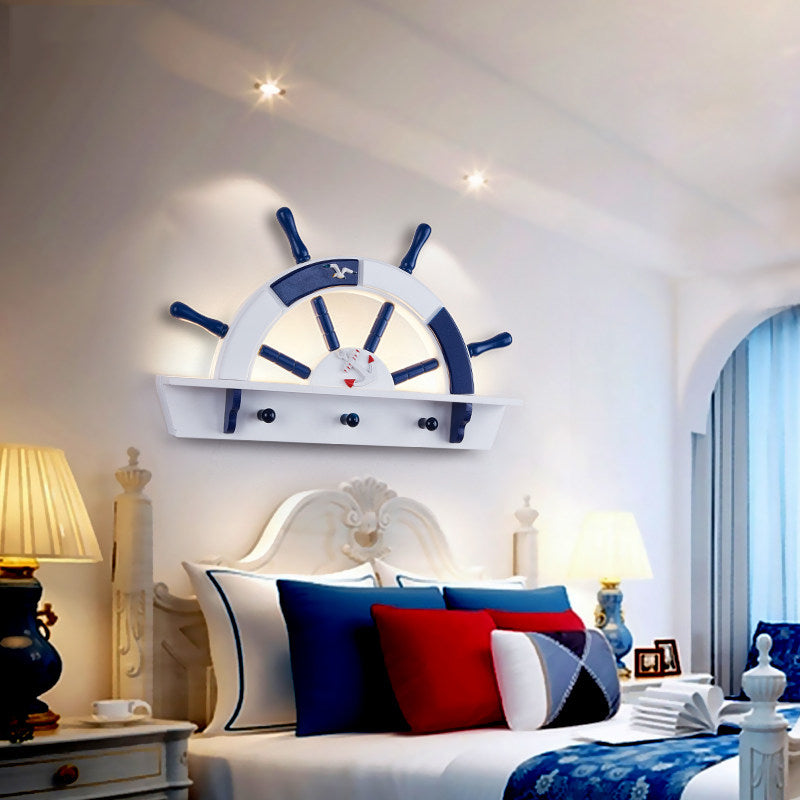 Half-rudder jongens slaapkamer muur sconce acryl nautisch led muur licht in blauw