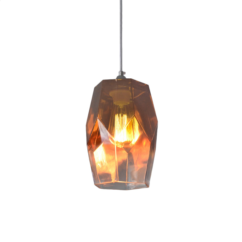 Luz de colgante de estilo contemporáneo poliedro 1 luz abierta lámpara de techo de vidrio transparente para cocina