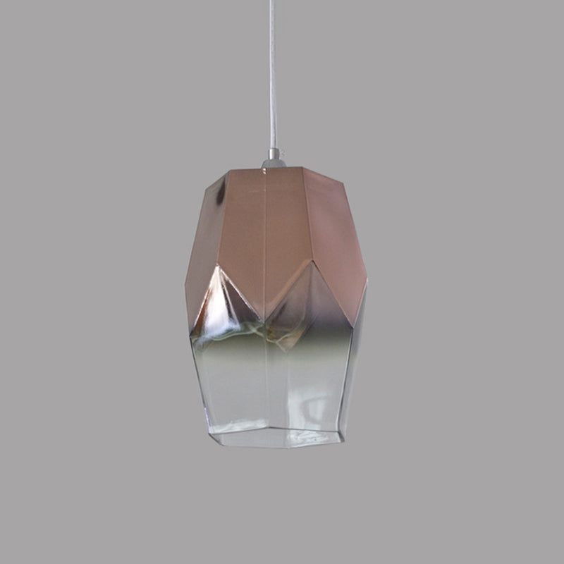 Luz de colgante de estilo contemporáneo poliedro 1 luz abierta lámpara de techo de vidrio transparente para cocina
