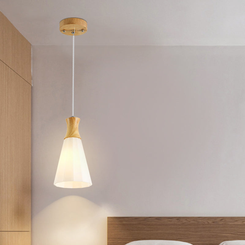 Milk Glass Coolie Hanging Light Nordic Style Suspension Light in White for Cloth Shop Restaurant