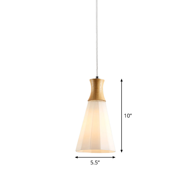 Milk Glass Coolie Hanging Light Nordic Style Suspension Light in White for Cloth Shop Restaurant