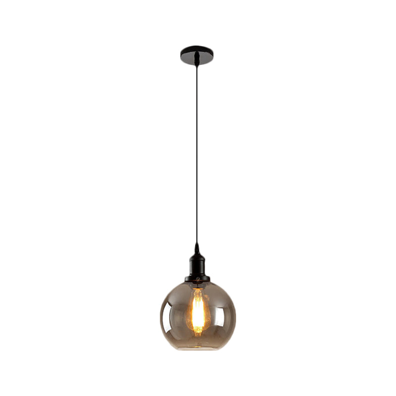 Black 1 Light Pendse Techo Light Farmhouse Smoked Globe Lighting Fixture
