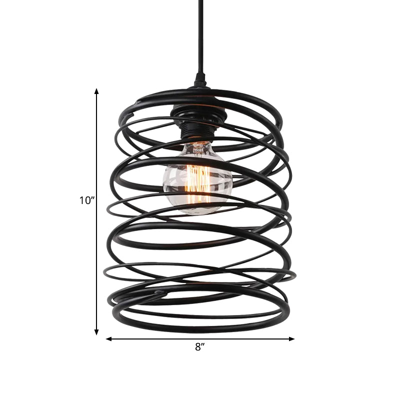 Stile industriale Swirl Shade Uccidmento a sospensione 1 lampada a soffitto in metallo con design a nastro in nero
