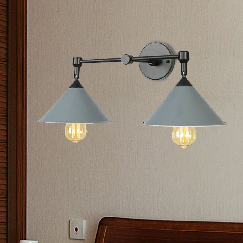 Two-light Metal Wall Sconce Cone-shaped Antique Sconce Lamp for Living Room Dining Room