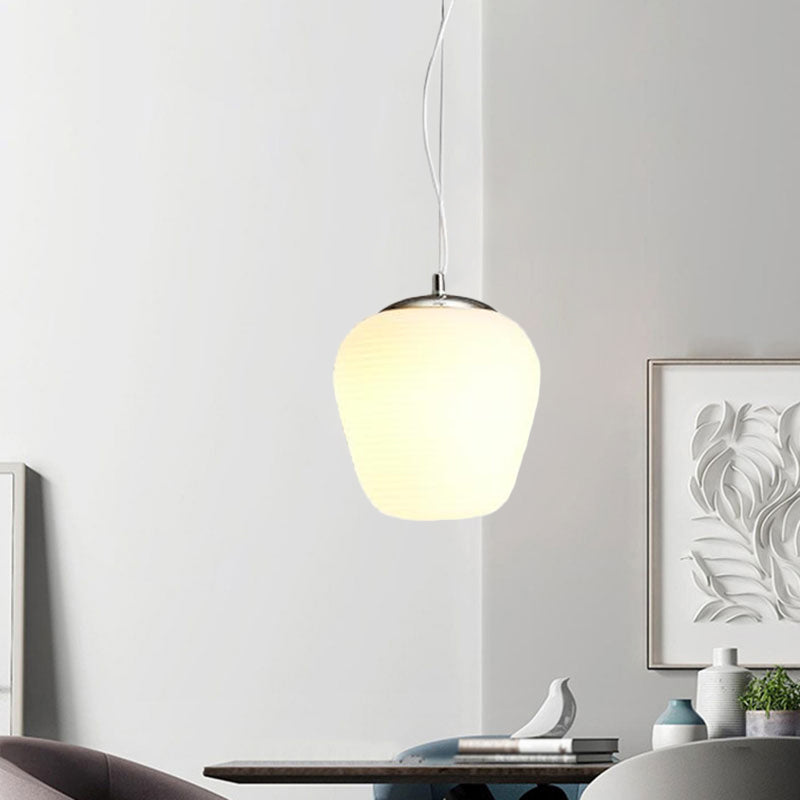 Nordic Stylish Pendant Light 1 Light Opal Glass Suspension Light in White for Office Kitchen Island
