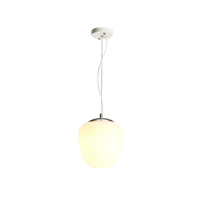 Nordic Stylish Pendant Light 1 Light Opal Glass Suspension Light in White for Office Kitchen Island