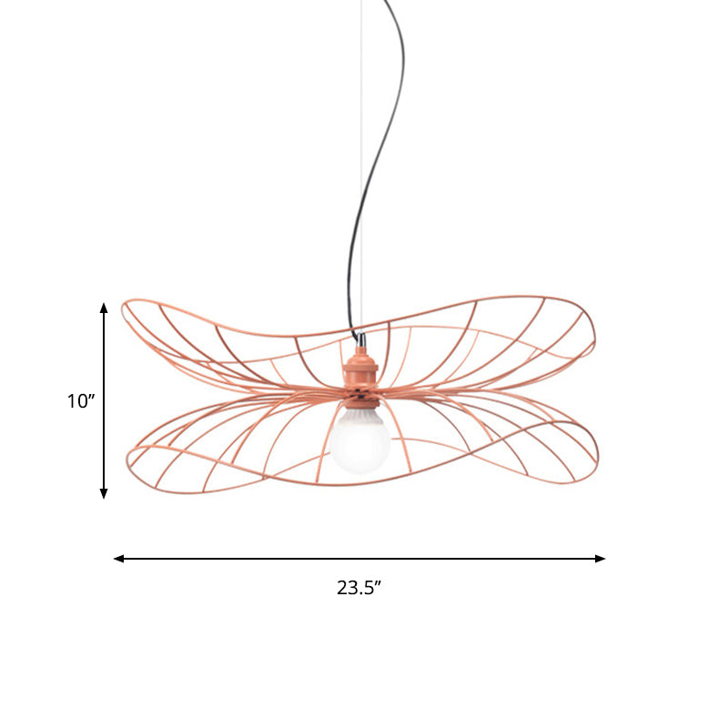 Pendante moderne Lotus Light Light 1 Lampe suspendue en fer clair en rose pour hôtel de salle à manger
