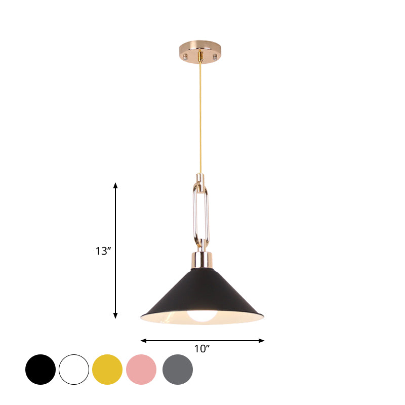 Macaron Pyramid Pendant Lamp Metal Single Light Candy Colored Suspension Light for Hotel