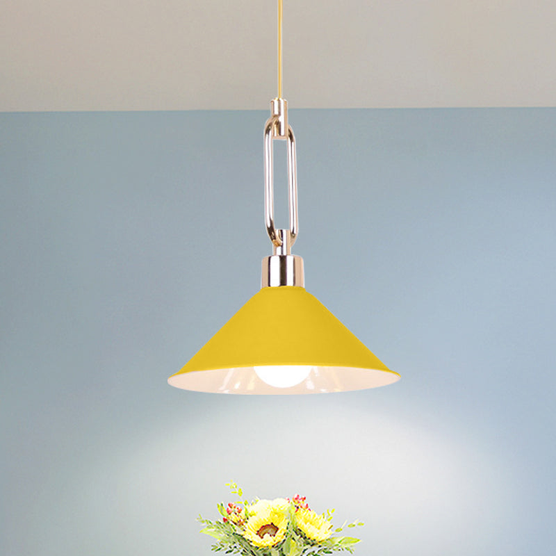 Macaron Pyramid Pendant Lamp Metal Single Light Candy Colored Suspension Light for Hotel