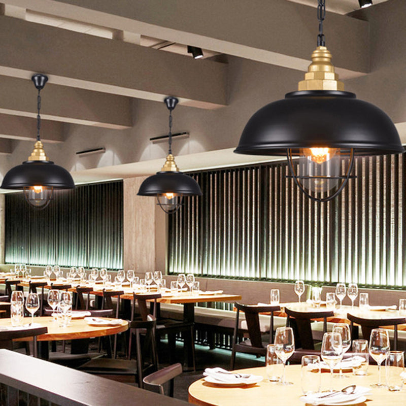 1 Lichtschüssel -Federlampe mit Drahtkäfig Nautical Black Finish Metallic Deckenleuchte für das Restaurant