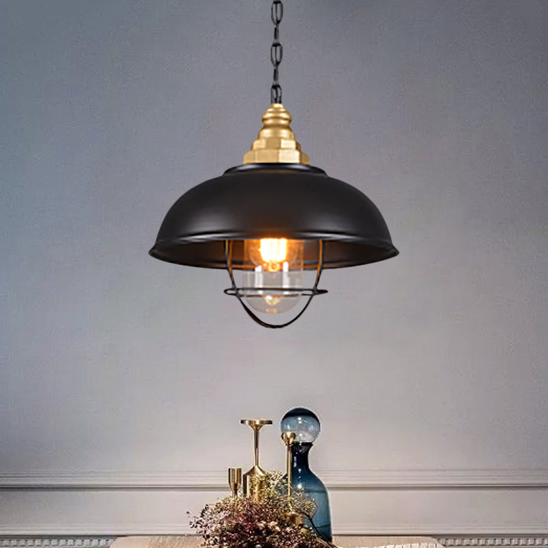 1 Lichtschüssel -Federlampe mit Drahtkäfig Nautical Black Finish Metallic Deckenleuchte für das Restaurant