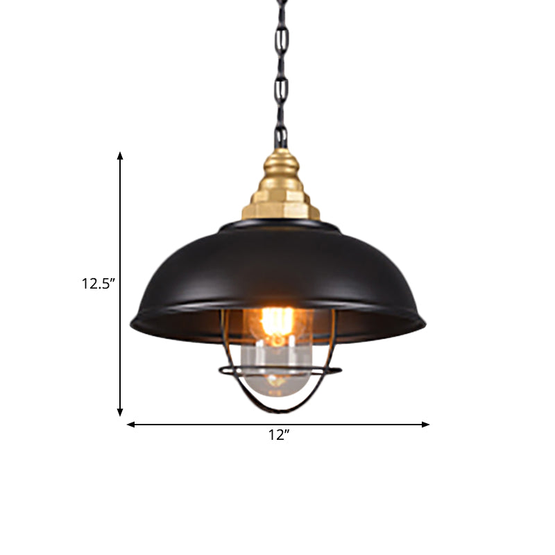 1 Lichtschüssel -Federlampe mit Drahtkäfig Nautical Black Finish Metallic Deckenleuchte für das Restaurant