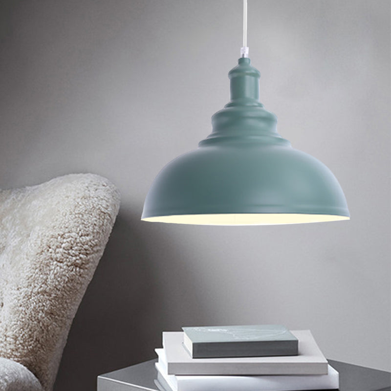 Pink/Yellow Bowl Shape Ceiling Light Fixture Macaron Style Metal 1 Bulb Bedroom Suspended Lamp