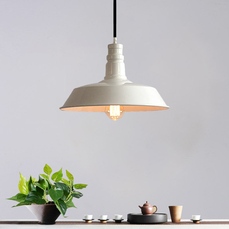 Tavolo da pranzo fienile lampada appesa alla lampada vintage metallo elegante 1 lampada bianca a soffitto bianco, diametro da 10 "/14"
