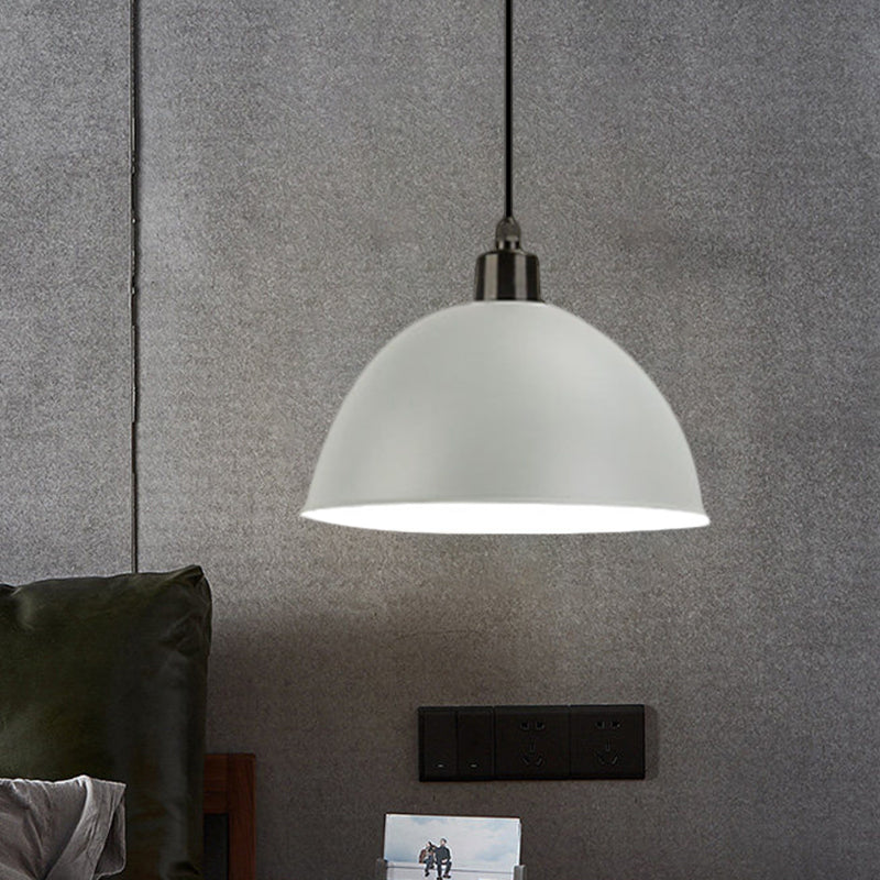 Metal Black/Gray Suspension Lamp Dome Shade 1 Bulb Industrial Style Pendant Light for Dining Room, 12"/14" W