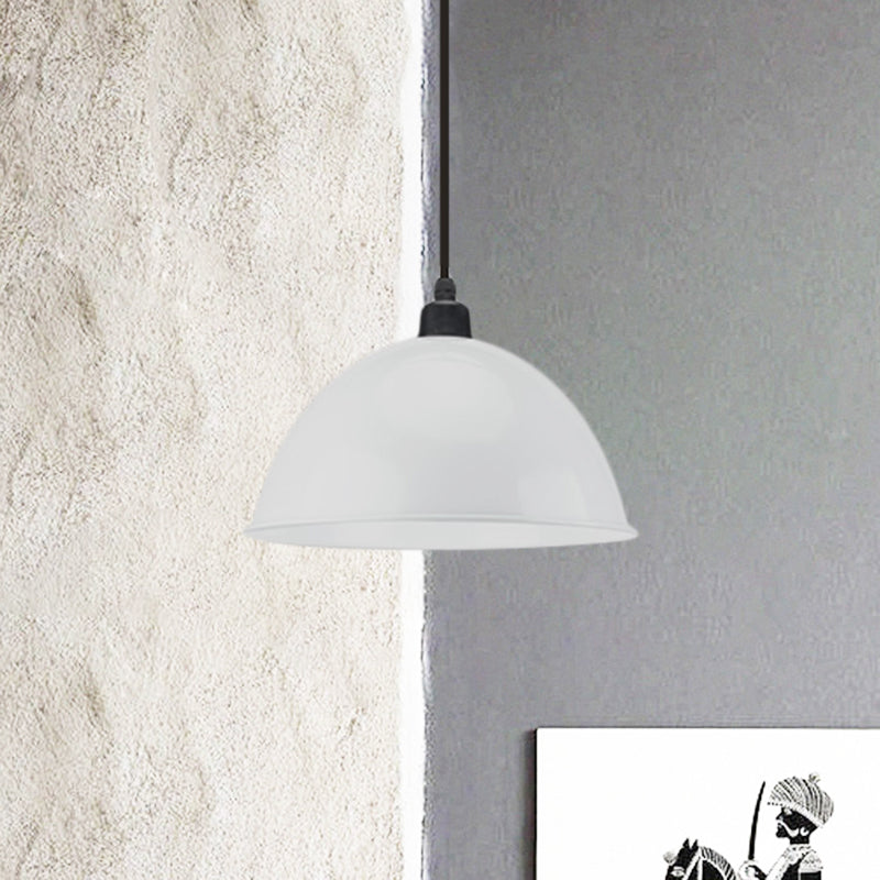 Metal Black/Gray Suspension Lamp Dome Shade 1 Bulb Industrial Style Pendant Light for Dining Room, 12"/14" W