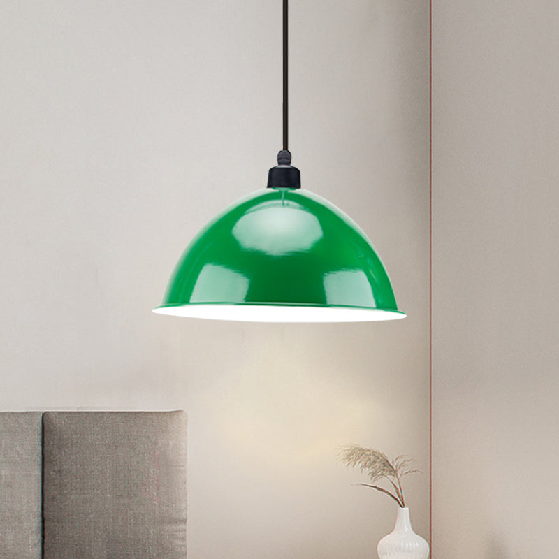 Metal Black/Gray Suspension Lamp Dome Shade 1 Bulb Industrial Style Pendant Light for Dining Room, 12"/14" W